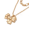 Alloy 2 Layer Bowknot Pendant Necklaces for Women NJEW-U013-01G-01-3