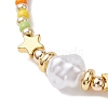 Plastic Imitation Pearl & 201 Stainless Steel Star & Seed Beaded Bracelet BJEW-JB10118-02-3