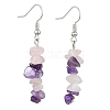 Natural Rose Quartz & Amethyst Chip Dangle Earrings Set EJEW-JE06246-01-2