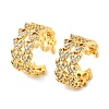 Brass Micro Pave Clear Cubic Zirconia Cuff Earrings EJEW-K309-10G-4