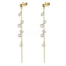 Natural Pearl Ear Studs EJEW-P231-10G