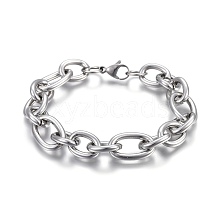 304 Stainless Steel Cross Chain Bracelets BJEW-L634-11P
