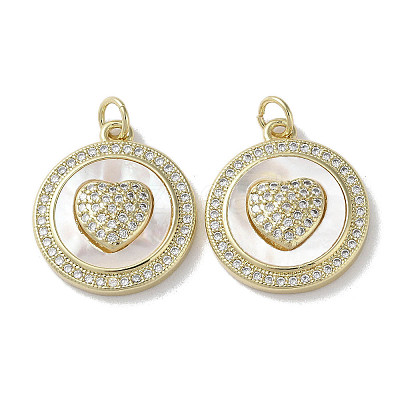 Brass Micro Pave Cubic Zirconia Pendants KK-G485-34K-G-1