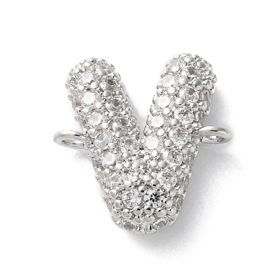 Brass Micro Pave Cubic Zirconia Letter Links KK-I717-04V-P-1