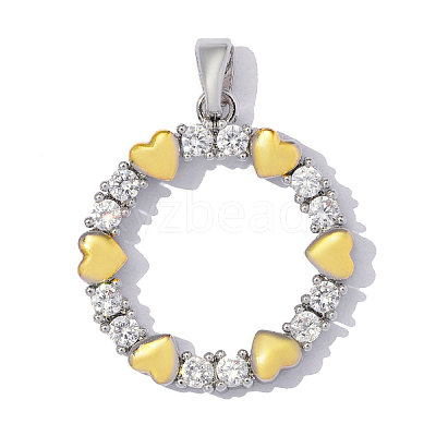 Brass Micro Pave Clear Cubic Zirconia Pendants CU-OY001-47P-02-1