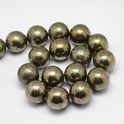 Natural Pyrite Beads Strands G-L031-14mm-01-1