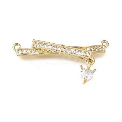 Brass Micro Pave Clear Cubic Zirconia Connector Charms CU-CBA3569-04G-C-1