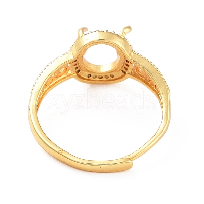 Rack Plating Oval Brass Micro Pave Cubic Zirconia Adjustable Ring Components KK-Q819-06G-1