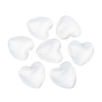 Transparent Glass Heart Cabochons GGLA-R021-25mm-1