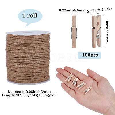 100Pcs Natural Wooden Craft Pegs Clips AJEW-SP0003-48B-1