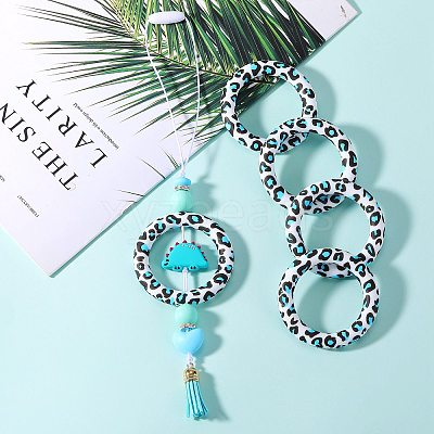 5Pcs Ring Food Grade Eco-Friendly Silicone Focal Beads JX893A-1