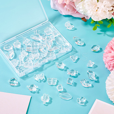 64Pcs Gradient Color Transparent Glass Beads GLAA-TA0003-48A-1