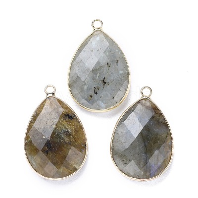Faceted Natural Labradorite Pendants X-G-M356-B02-LG-1