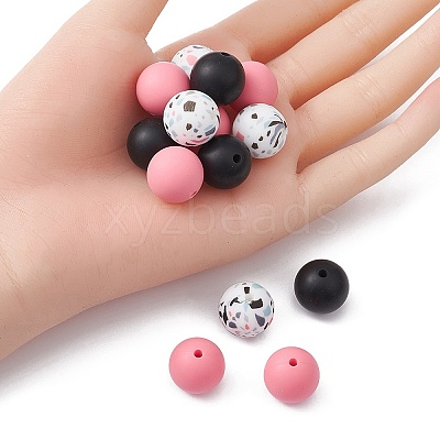 Round Food Grade Eco-Friendly Silicone Focal Beads SIL-YW0001-14B-1