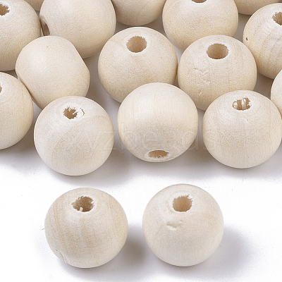Natural Unfinished Wood Beads X-WOOD-S651-A10mm-LF-1