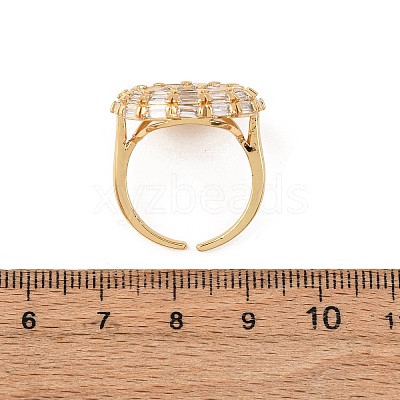 Adjustable Brass Micro Pave Cubic Zirconia Cuff Rings for Women RJEW-B139-05G-1