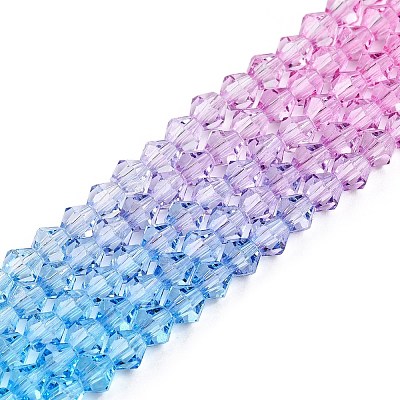 Gradient Color Baking Paint Glass Bead Strands DGLA-A039-T6mm-A06-1