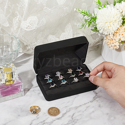 Rectangle PU Leather Rings Storage Boxes with Velvet Inside AJEW-WH0166-14-1