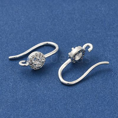Rack Plating Brass Micro Pave Clear Cubic Zirconia Earring Hooks KK-A231-10S-1