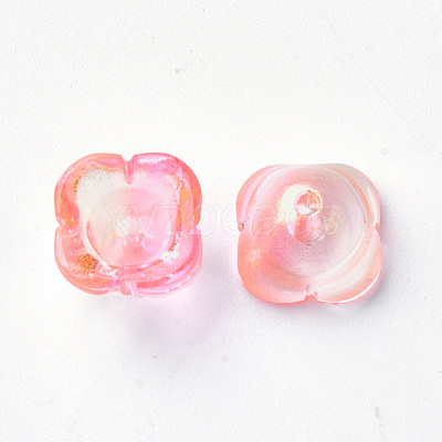 4-Petal Transparent Spray Painted Glass Bead Caps GGLA-S054-009B-03-1