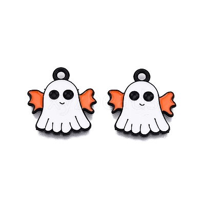 Halloween Theme Spray Painted Alloy Enamel Pendants ENAM-T020-09G-1