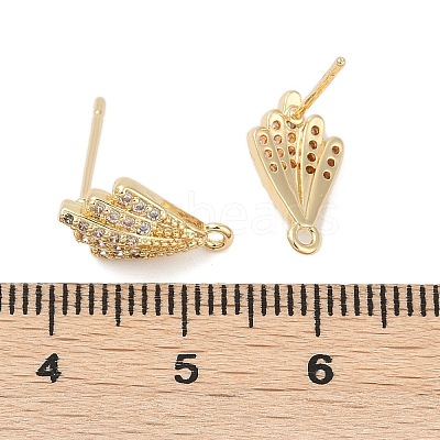 Brass Micro Pave Cubic Zirconia Stud Earring Findings KK-Z094-13G-1