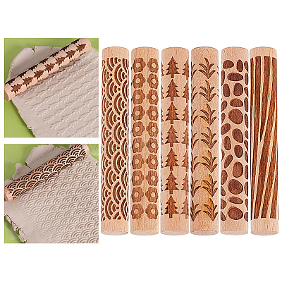 6Pcs 6 Styles Wooden Rolling Pin BAKE-HY0001-01A-1