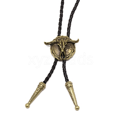 Flat Round with Ox-head Laria Necklace for Men Women NJEW-WH0011-11AB-1