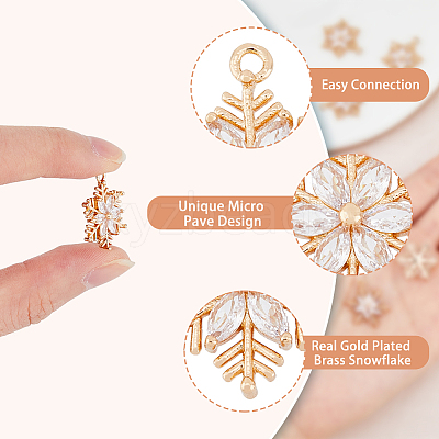 10Pcs Brass Micro Pave Clear Cubic Zirconia Pendants ZIRC-FH0001-39-1