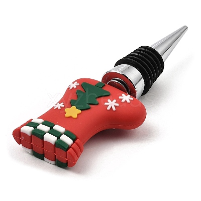 Christmas Theme Aluminium Alloy & PVC Wine Bottle Stoppers FIND-Q091-01A-1