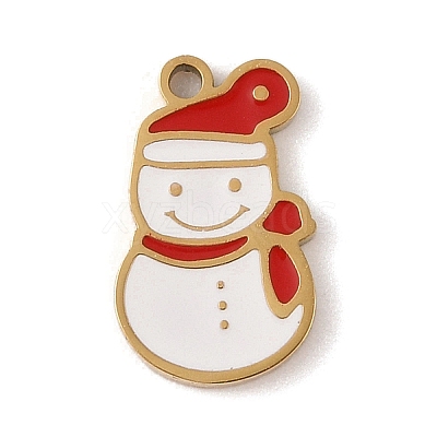 Christmas Theme Ion Plating(IP) 304 Stainless Steel Enamel Pendants STAS-Z083-07G-09-1