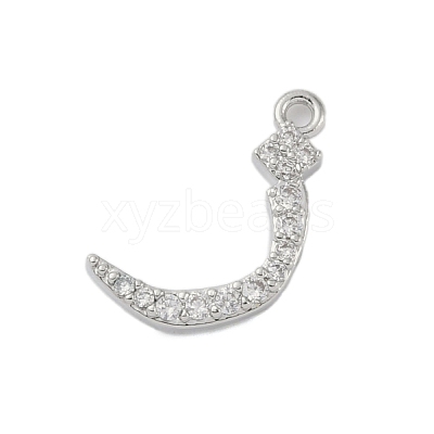 Rack Plating Brass Micro Pave Clear Cubic Zirconia Pendants KK-A224-03D-P-1