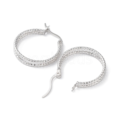 Rhodium Plated 925 Sterling Silver Hoop Earrings EJEW-K258-14P-1