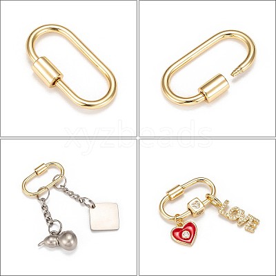 Brass Screw Carabiner Lock Charms LS-KK-T047-07G-1