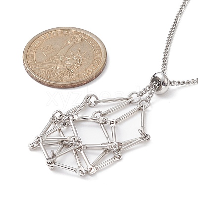 Brass Braided Macrame Pouch Empty Stone Holder for Pendant Necklace Making NJEW-JN04331-02-1