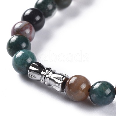 Round & Trapezoid Natural Gemstone Beaded Necklaces NJEW-F103-13A-1