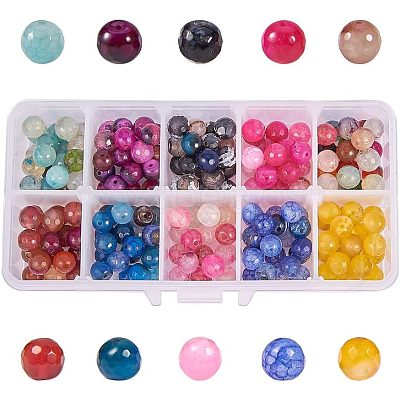 Dyed Natural Agate Faceted Round Beads G-NB0001-07-1