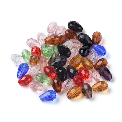 Mixed Faceted Glass Beads X-GLAA-R024-11x8mm-M-1