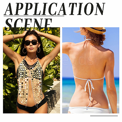 Polyester with PVC Coin Tassel Chest Body Chains for Sexy Dress AJEW-WH0481-477-1