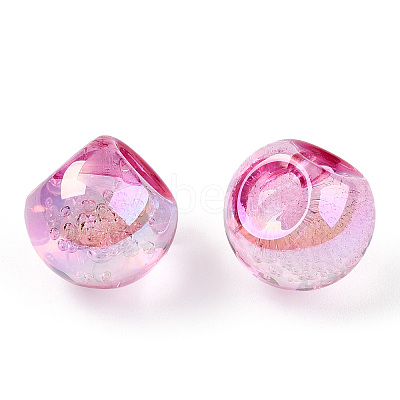 UV Plating Rainbow Iridescent Acrylic Beads OACR-G012-04-1