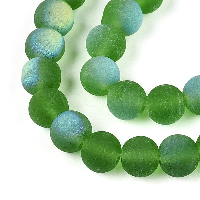 Frosted Transparent Glass Beads Strands GLAA-T032-T8mm-MBB07-1