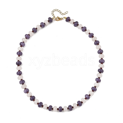 Dyed Natural White Jade Rondelle Beaded Necklaces for Women NJEW-JN06683-1