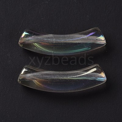 UV Plating Transparent Rainbow Iridescent Acrylic Beads X-OACR-A016-01M-1