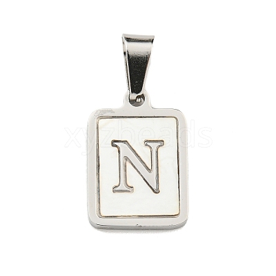 304 Stainless Steel Pave Natural White Shell Pendants STAS-S130-03P-N-1