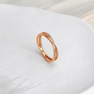 304 Stainless Steel Micro Pave Clear Cubic Zirconia Finger Rings for Women FS-WG1B662-02-1