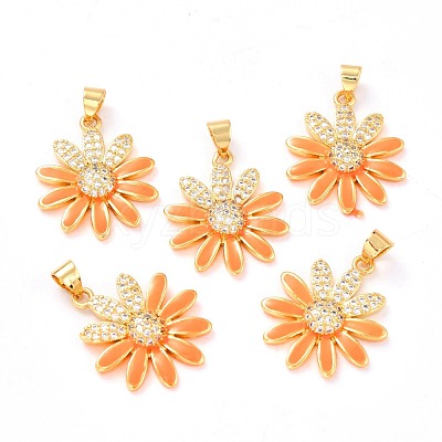 Real 18K Gold Plated Brass Micro Pave Cubic Zirconia Pendants ZIRC-L100-087G-08-1