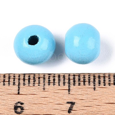 Spray Painted Round Natural Schima Wood Beads WOOD-A018-8mm-09-1