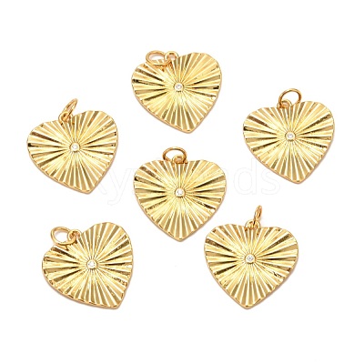 Brass Micro Pave Clear Cubic Zirconia Pendants ZIRC-P086-11G-1