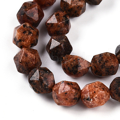 Dyed Natural Sesame Jasper Beads Strands G-T139-8mm-47L-1