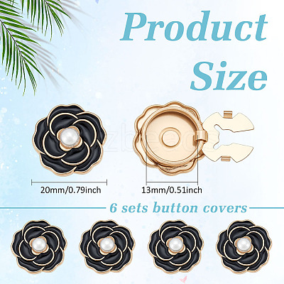 6Pcs Flower Alloy Resin Cufflinks FIND-ME0003-15G-01-1